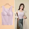 Ropa Interior Térmica para Mujer con Terciopelo Cepillado, Chaleco Nuevo de Otoño e Invierno con Almohadilla en el Pecho, Top de Capa Base Sin Costuras, Camiseta Térmica