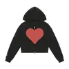 Cárdigan con Cremallera Patchwork en Forma de Corazón Creativo de Comercio Exterior Europeo y Americano Chaqueta Casual de Manga Larga Sudadera Unisex Moda Urbana