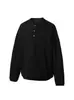 Nanxia Disfarce Estilo Americano Marca da Moda Botão Turquesa Gola Henley Manga Longa Casual Solta Moletom Unissex Moda Top