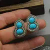 Brincos tridimensionais totalmente cravejados em estilo coreano, design de cabaça pequena vintage, brincos requintados e versáteis, turquesa sintética, brincos de luxo de alta qualidade