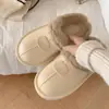 Pantuflas de algodón impermeables para mujer, suela gruesa de EVA, diseño semi-cubierto, adecuadas para usar en interiores y exteriores, antideslizantes, impermeables, cálidas para el invierno, con grosor añadido y forro de felpa
