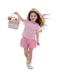 Camisa de Verano de Manga Corta Estilo Coreano para Niñas, Top de Bebé Elegante y Lindo con Diseño de Flor 3D, Conjunto de Dos Piezas Moderno para Niños