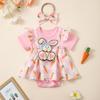2025 Novo Vestido de Princesa para Menina, Respirável, de Verão, com Chapéu e Turbante, Peça Única