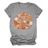 Amazon eBay sitio independiente moda personalizada mujer cuadros estampado leopardo lazo calabaza cuello redondo manga corta camiseta