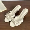 Sandálias de Salto Fino Estilo Francês de Verão 2026 para Mulheres, Tamancos de Salto Alto com Uma Tira da Moda, Chinelos de Exterior Estilo Fada