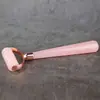 Conjunto de Massagem com Rolo de Cristal Rosa e Jade Resinado para Olhos e Rosto, Massageador Gua Sha de Vidro em Formato de Coração para Beleza