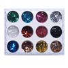 Lantejoulas para Unhas Glitter Fino Diamante Veludo Pó de Concha Laser Esmalte para Unhas Cola Redondo Coração Conjunto de Joias de 12 Cores