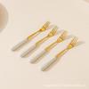 Tenedor de fruta cuchara de aspecto elegante tarro de almacenamiento de cerámica traje creativo tenedor de fruta de acero inoxidable tenedor para el hogar popular en línea