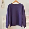 Camiseta de punto de lana de cachemir para mujer en otoño e invierno, pelo largo cepillado, suave, cerosa, cálida, versátil, cuello en V/cuello redondo, suéter de colores