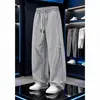 Calças de Trabalho Plus Size para Homens Primavera e Outono Marca da Moda Calças Casuais Americanas Retro Pregueadas High Street Largas Calças Paraquedas