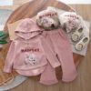 Meninas Primavera Roupas Academia Estilo terno de manga comprida com capuz Suor Infantil Conjunto de Duas Peças Estilo Ocidental Infantil Primavera e Outono Bebê Na Moda