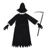 Disfraz de Halloween para niños, disfraz de muerte, ropa de cosplay de guadaña negra, ropa larga con gafas