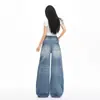 Jeans de Pierna Ancha de Estilo Callejero Americano Vintage de Moda para Mujer, Pantalones de Corte Recto Hasta el Suelo, Longitud Extendida, Colección de Primavera
