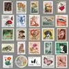 50Pzs Pegatinas de Sellos Retro Dibujos Animados Sello Postal Impermeable Decoración de Coche Papelería Nostálgica Guitarra Pegatinas DIY Venta al por Mayor