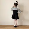 Vestidos e Saias para Meninas do Ensino Fundamental e Médio, Roupas de Outono, Novo Estilo Coreano, Roupas para Bebês e Crianças, Vestidos de Princesa de Manga Longa para Primavera e Outono