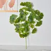 Decoração de folha de ginkgo artificial, folhas falsas, galhos de plástico, folhas de figueira artificial, amarelo e verde, para casamentos e celebrações