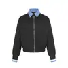 Jaqueta Curta Ampla Patchwork Xadrez Retro Americano Bordado de Letras Unissex 2025 Casual Versátil Roupa de Trabalho Casaco Tendência
