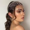 Venta caliente transfronteriza Tocado Diamante AB de color Borla Cadena para el cabello Moda Fotografía callejera Fiesta Pedrería Cadena para la frente Tocado para mujer