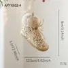 Nuevos adornos navideños de espuma color champán, decoraciones para árbol de Navidad de tela con purpurina, colgantes de perlas y arreglos de escenas con formas únicas