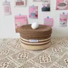 [Procesamiento Personalizado] Cesta de Almacenamiento con Tapa, Caja de Almacenamiento de Cuerda de Algodón para Cosméticos, Juguetes y Artículos Varios, Estilo Ins