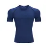 Camiseta Esportiva de Manga Curta Secagem Rápida Camada Base para Corrida Academia Masculina Respirável Absorvente de Suor Elástica Respirável Secagem Rápida Casual