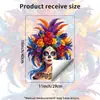 Xinuo PH-QTB873 Tema Flor de Flor de Calavera Exótica Retrô Menina Pena Adesivo de Parede Decoração de Parede da Entrada da Sala de Estar
