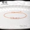 Xi Gu H0127 Pulsera de Plata S925 con Circonita Cuadrada para Mujer, Personalidad Simple, Estilo Frío ins, Nuevo 2024