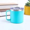 Caneca Simples Transfronteiriça 14oz Criativa para Escritório Aço Inoxidável 304 Copo Térmico Estilo Acampamento ao Ar Livre Caneca de Cerveja Portátil