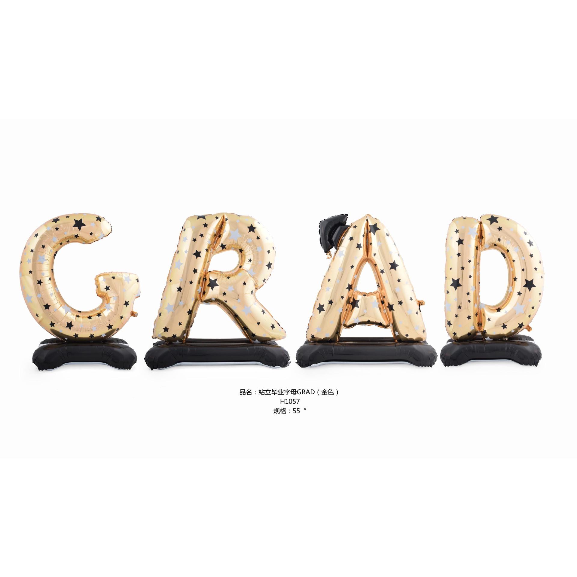 站立毕业字母GRAD(金色)