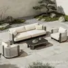 Sofá exterior moderno minimalista, adecuado para patios, villas, jardines y hoteles; juego de sofá de mimbre para ocio para uso en exteriores