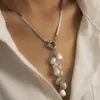 Joyería Transfronteriza Europea y Americana, Elegantes Accesorios de Cadena de Perlas para Mujer, Collar de Corazón Calado Geométrico de Doble Capa de Perlas