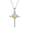 Collar con Colgante de Corazón de Rosa y Cruz Estilo Gótico Europeo y Americano para Mujer, Colgante con Forma de Corazón de Circonita Multicolor Incrustado con Diamantes, Cadena Dulce y Fresca para la Clavícula