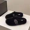 Pantuflas Peludas para Mujer, Nuevo Estilo Otoño e Invierno 2026, Moda Slip-On para Exteriores con Punta Cerrada, Pantuflas de Algodón, Zapatos Peludos