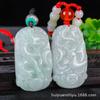 Um bom pingente de jade birmanês, jade, artesanato de jade, dragão e fênix, par de jade, pato mandarim, pingente de casal ao vivo