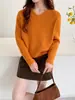 Nueva Camiseta Base de Punto Acanalado Versátil y Sencilla para Otoño/Invierno 2026, Suéter Pulóver de Cuello en V Adelgazante para Mujer