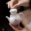 Bule de Chá Cerâmico com Borboleta Pintada à Mão em Gradiente Roxo para Uso Doméstico, Bule Único com Filtro de Furo de Bola, Bule de Mão, Conjunto de Chá Kung Fu de Alta Qualidade