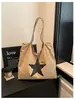 Bolsa de Compras Tote al Hombro para Mujer, Capacidad Grande, Casual, para Estudiantes, Viajes Diarios, Nuevo Modelo 2026, Estampado de Estrella de Cinco Puntas