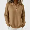 Suéter de Punto con Cuello Solapa Otoño e Invierno Transfronterizo Cuello en V Botones Suéter Casual Holgado Top Ropa para Mujer Europea y Americana Amazon