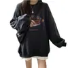 Sudadera Retro Americana con Estampado de Terciopelo y Cuello Redondo para Mujer, Camiseta Básica de Otoño para Estudiantes, Top Casual Holgado Regular, Moderno