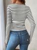 Tops Europeos y Americanos de Primavera y Otoño Nuevos Sexy Ajustados Versátiles para Mujer Color Puro Simple Cuello U Delgado Camiseta de Manga Larga Camiseta Base