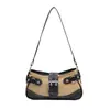 Bolso pequeño cuadrado tejido de paja personalizado al por mayor para mujer, nuevo estilo verano 2026, bolso de hombro de lujo ligero empalmado, bolso versátil de axila