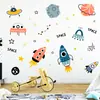 Br1069F Adesivo de Parede Autoadesivo de Foguete Espacial de Desenho Animado Ins para Quarto de Crianças Decoração de Parede de Fundo