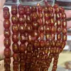 Ágata Preta Natural e Vermelha Banhada a Ouro Seis Palavras Mantra Contas Cilindro Semi-Acabadas Acessórios para Joias DIY Atacado em Vários Tamanhos