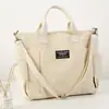 Bolsa de Tote de Lona Engrosada Multibolsillos Casual Japonesa para Estudiante Computadora Portátil Simple de Mano de un Solo Hombro Cruzada Mochila de Libros Bolsa Mensajera