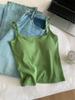Camisola básica combinable con almohadilla para el pecho, ropa interior para mujer, sin costuras, para primavera y verano, nueva, adelgazante, plana, delgada, con hombros y espalda hermosa.