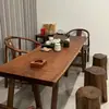 Mesa de Té de Nogal Negro Norteamericano Madera Maciza Tablero Grande Nuevo Estilo Chino Estilo Wabi-Sabi Para Beber Té Hogar Zen Rectangular Mesa de Té