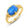 Anel de Entrada Nova Luxo Leve Retrô Opalina Azul Sintética Estilo Corte Anel de Prata Esterlina S925 Joias de Nicho Atacado