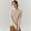 Suéter de Cachemira sin Costuras de una Pieza con Cuello Medio Alto para Mujer, Corte Ajustado, Favorecedor, Tejido de Punto, Otoño/Invierno, Base de Canalé