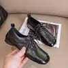 Zapatos Planos de Encaje Negro con Cordones para Mujer 2026 Otoño Nuevos Suela Plana Combinan Bien con Faldas Estilo Británico Zapatos Pequeños de Cuero