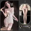 Lencería Erótica de Encaje Dorado Calado, Vestido de Borlas de Deseo Puro con Abertura en la Entrepierna, Tentación Sensual de Alta Gama para Mujeres Jóvenes